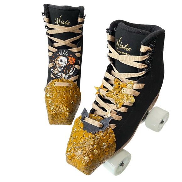 Neon skeleton leather roller skates toe guards    Toe caps for roller skates - Picture 8 of 11